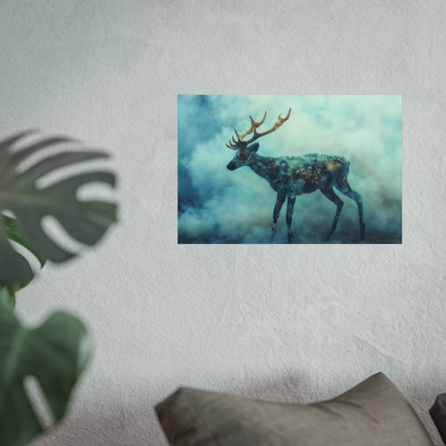Futuristic Cybernetic Deer Walking Poster