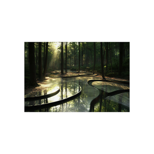 Futuristic Forest Poster with Mirrored Paths