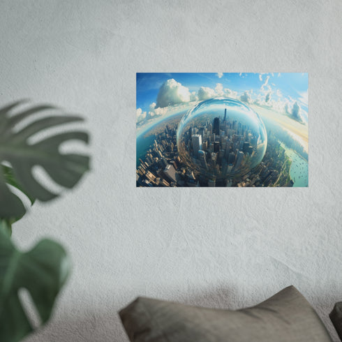 Futuristic Glass City Above Earth