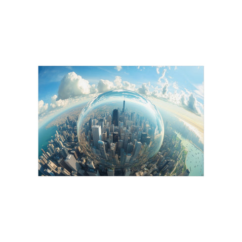 "Futuristic Glass City Above Earth"