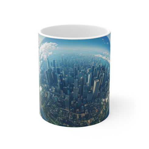 Futuristic Glass City Earth Mug