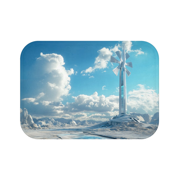 Futuristic Glass Desert Windmill Bathmat.