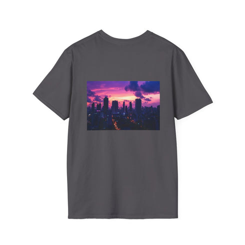 Futuristic Sunset Cityscape T-Shirt Design