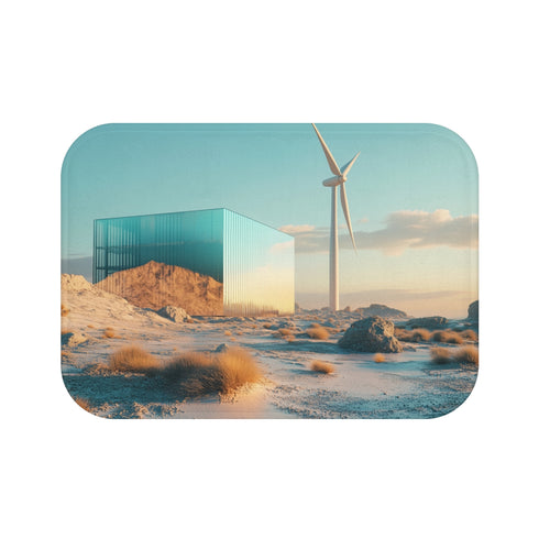 Futuristic Windmill Bath Mat Desert