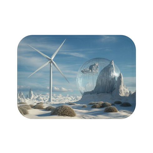 Futuristic Windmill Glass Desert Bath Mats