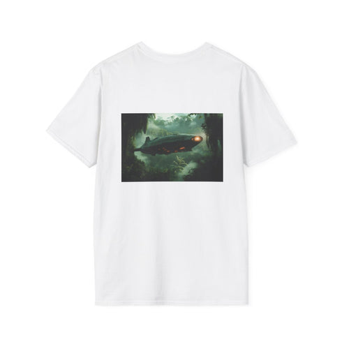 Futuristic Zeppelin Alien Jungle T-shirt.