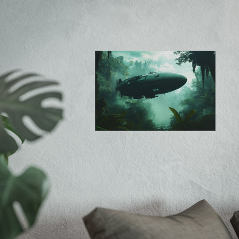 Futuristic Zeppelin Explore Alien Jungle