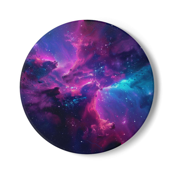 "Galactic Neon Space Coaster: Elevate Your Beverages"