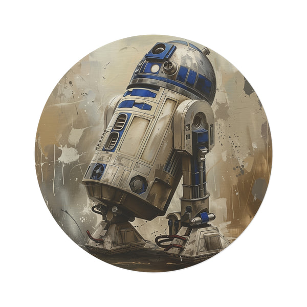 "Galactic R2-D2 Round Rug: Enhance Your Space with Star Wars Style!"