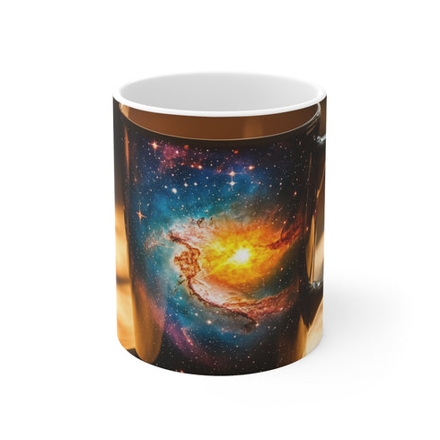 "Galaxy Inside Coffee Mug Design"