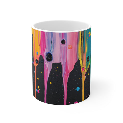 Galaxy-Inspired Universe Dripping Paint Mug