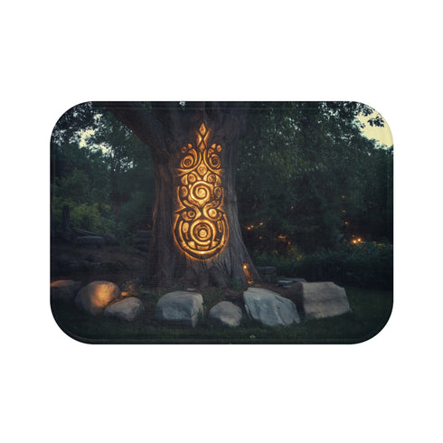 Galaxy Rune Carved Tree Bathmat