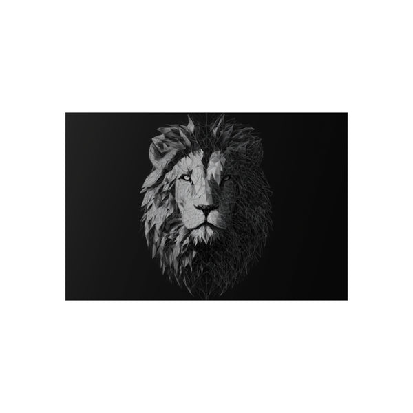 "Geometric Lion Head Triangle Art"