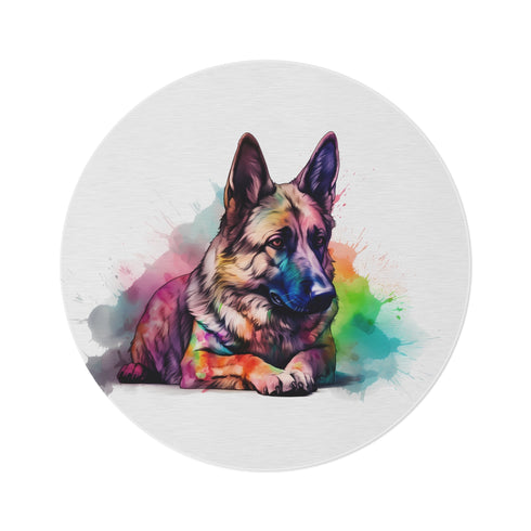 "German Shepherd Round Rug: Pawsitively Adorable!"
