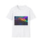 Ghostly Train Crossing Rainbow Bridge Graphic Unisex Softstyle T-Shirt - Front View