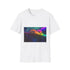 Ghostly Train Crossing Rainbow Bridge Graphic Unisex Softstyle T-Shirt - Front View
