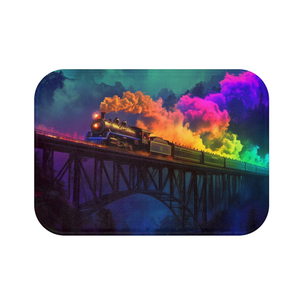 "Ghostly Train Rainbow Bath Mat"