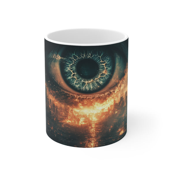 Giant Eye Coffee Mug Burning City