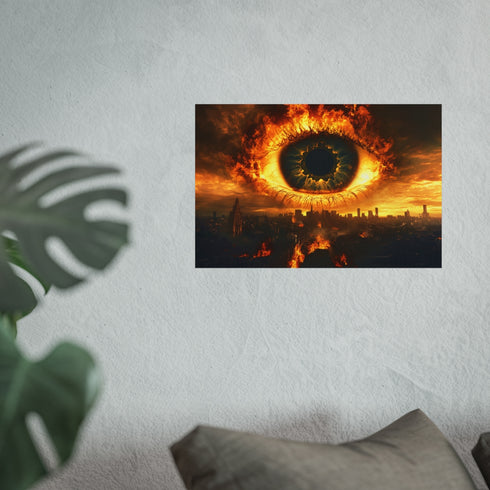 Giant Eye Over Burning City