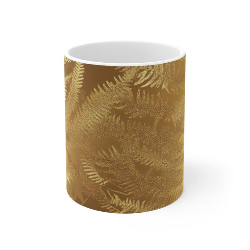 "Gilded Fern Shimmer Coffee Mug"