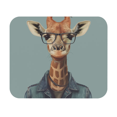 Giraffe Hipster Glasses Mouse Pad