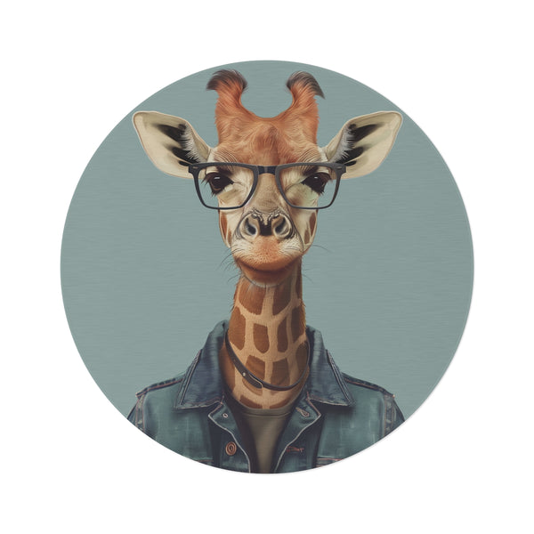 "Giraffe Hipster Round Rug"