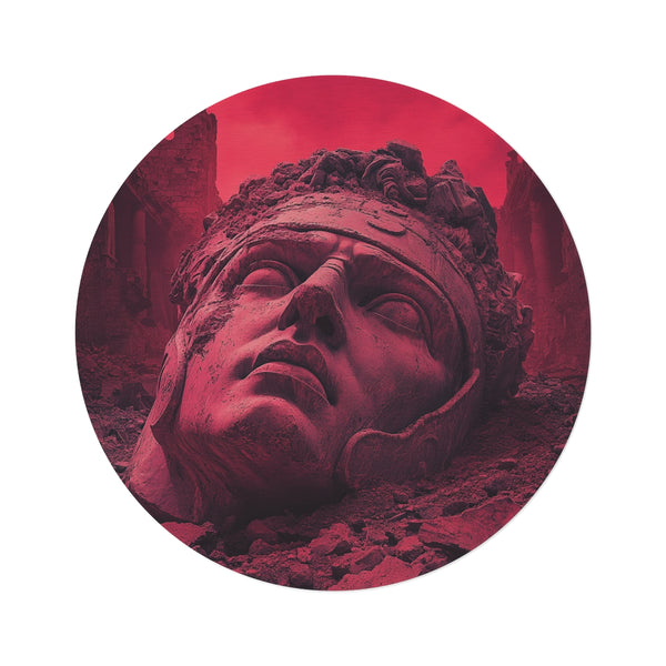 "Gladiator Head Round Rug: Bold & Impressive Statement Piece"