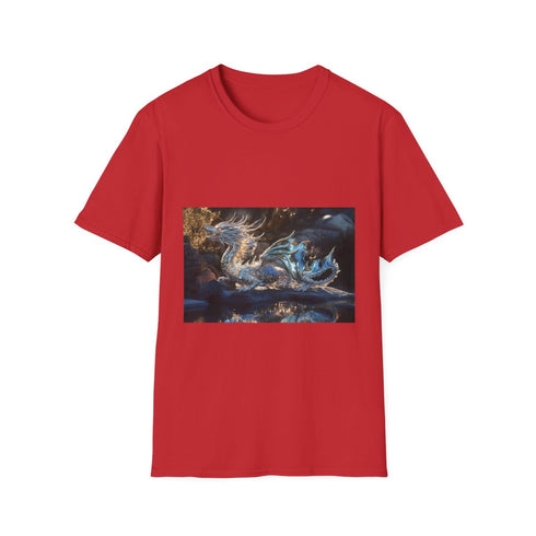 Glass Canyon Refracting Light Dragons Graphic Unisex Softstyle T-Shirt - Red Variant