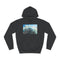 Glass City Hovering Above Earth Graphic Unisex College Hoodie - Jet Black Front