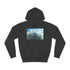 Glass City Hovering Above Earth Graphic Unisex College Hoodie - Jet Black Front