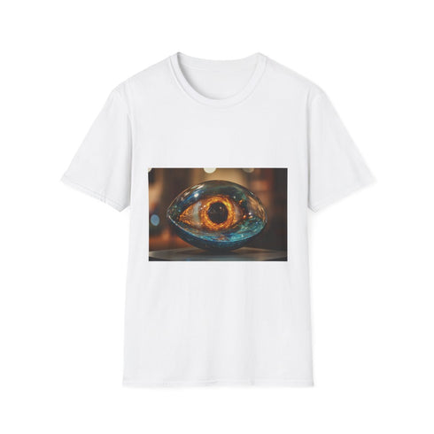 Glass Eye Watching Galactic Core Graphic Unisex Softstyle T-Shirt - Front View