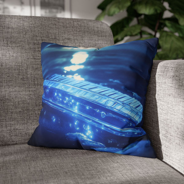 Glass Harmonica Floating in Moonlight — 40×40 Cushion Cover — Sofa & Living Room Lifestyle View