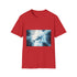 Glass Whale Swimming Through Skyscrapers Graphic Unisex Softstyle T-Shirt - Red Variant