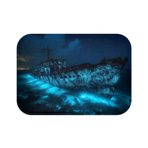 Glowing Bioluminescent Sunken Ship Bath Mat