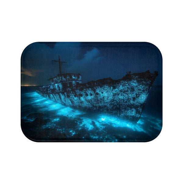 Glowing Bioluminescent Sunken Ship Bath Mat