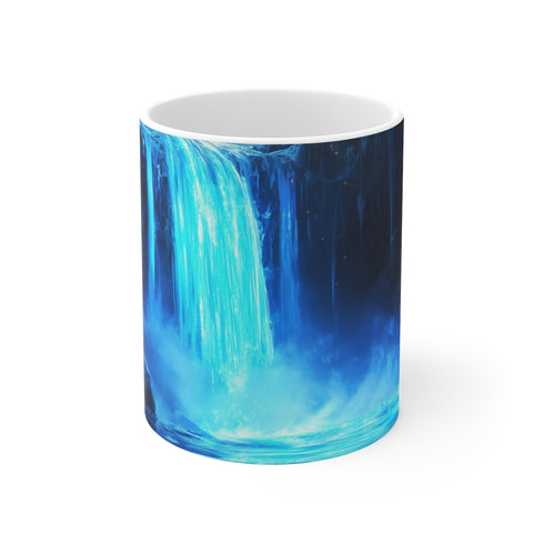 Glowing Blue Fire Waterfall Mug