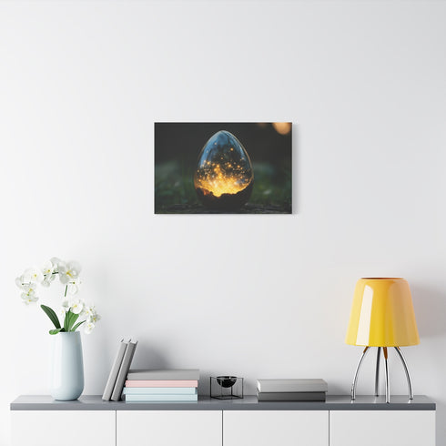 Glowing Constellation Inside Crystal — Stretched Canvas Wall Art — Living Room Wall Lifestyle View