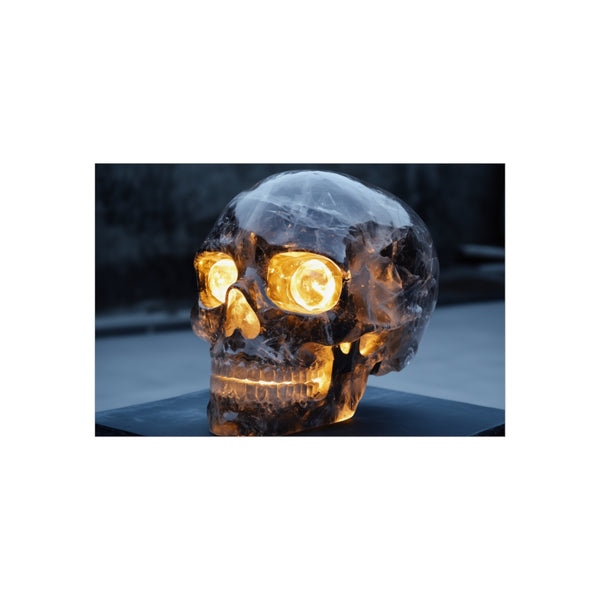 "Glowing Crystal Skull Art Display"