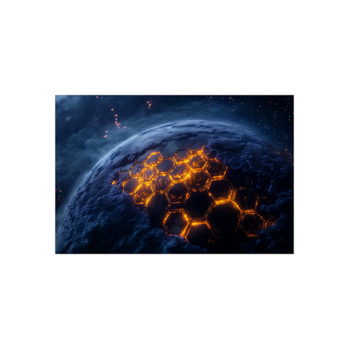 "Glowing Honeycomb Planets Poster Art"