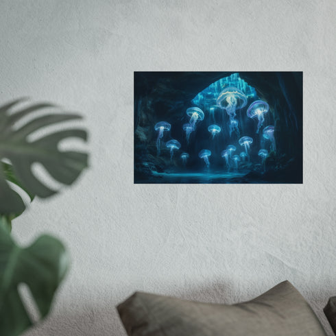 Glowing Jellyfish Swarm Crystal Cave