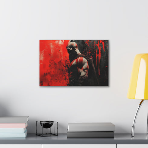 Canvas print of Kratos rising in battle, 18" x 12".