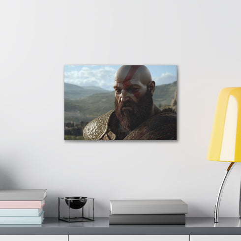 Kratos God of War canvas print, bold and powerful warrior depiction