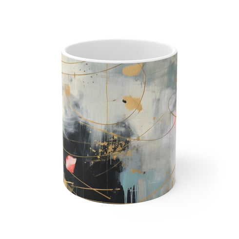 "Gold-Dusted Mint Abstraction Mug"