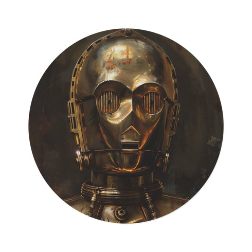 "Golden Droid Round Rug: Feel the Force"