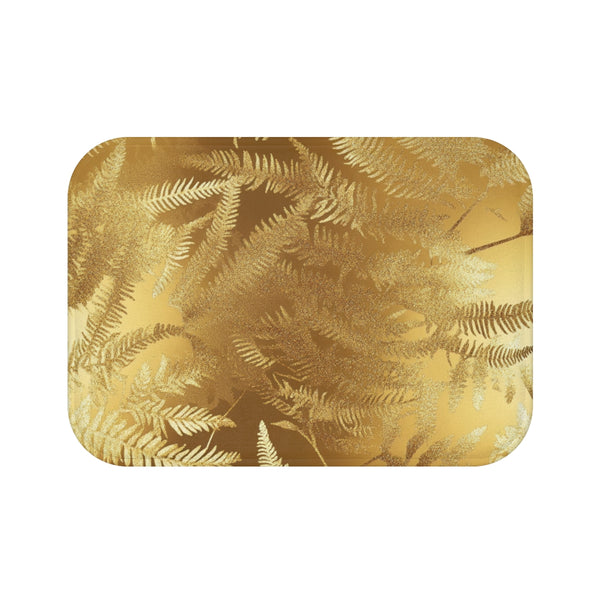"Golden Fern Shimmer Bath Mat"