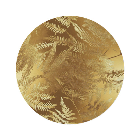 Golden Fern Shimmer Round Rug