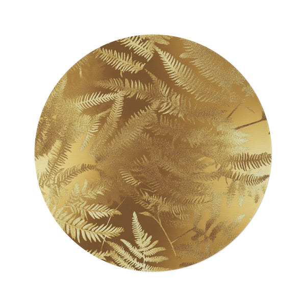 Golden Fern Shimmer Round Rug