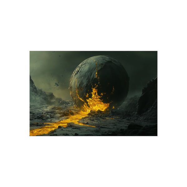 Golden Lava Leaking from Crumbling Planet