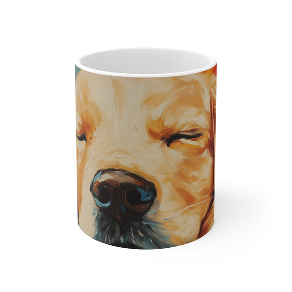 "Golden Retriever Cute Mug: A delightful way to sip your morning brew"