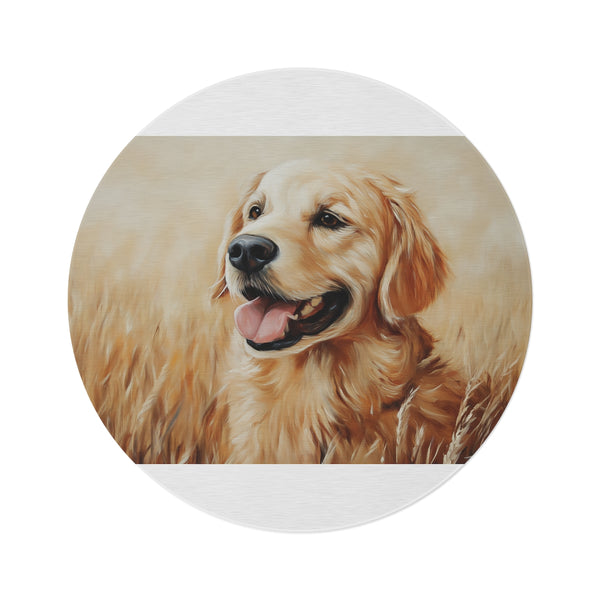 "Golden Retriever Dream Round Rug"